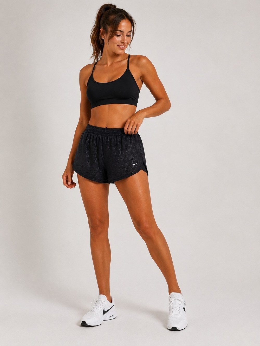 Nike Dri-FIT Tempo Black Textured Pattern Running Shorts Size XS